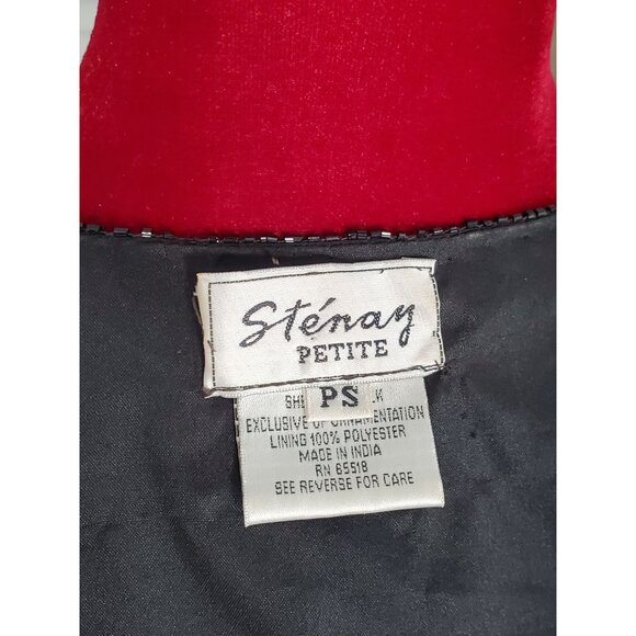 Vintage Stenag  Black and White Sequin Silk Bolero Evening Jacket Sz P S 1599 - Picture 10 of 12